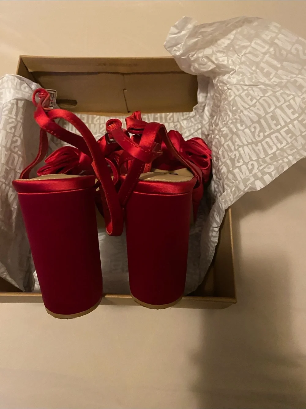 Steve Madden Red Satin Bow Platform Sandals